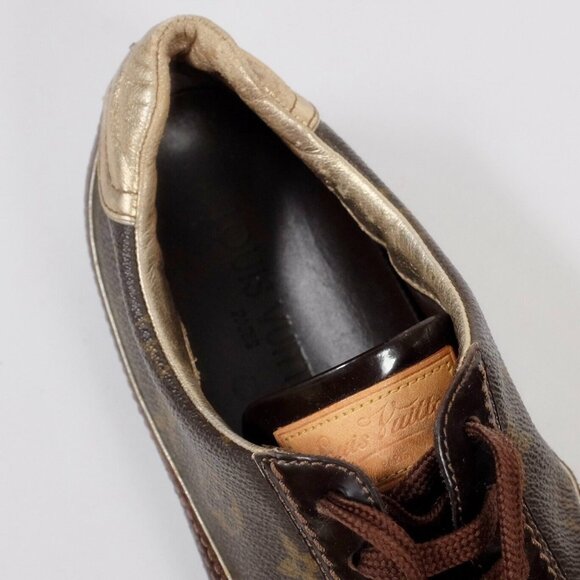 Louis Vuitton sneakers trainers 38.5 US 8.5 leather gold monogram LV - Picture 8 of 12